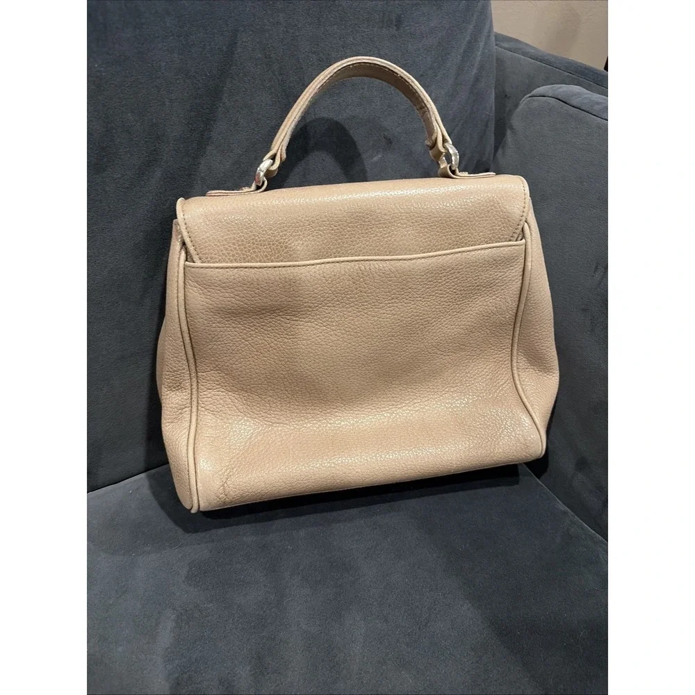 Vintage Liz Claiborne Beige pebbled leather top-handle satchel 90's Classic